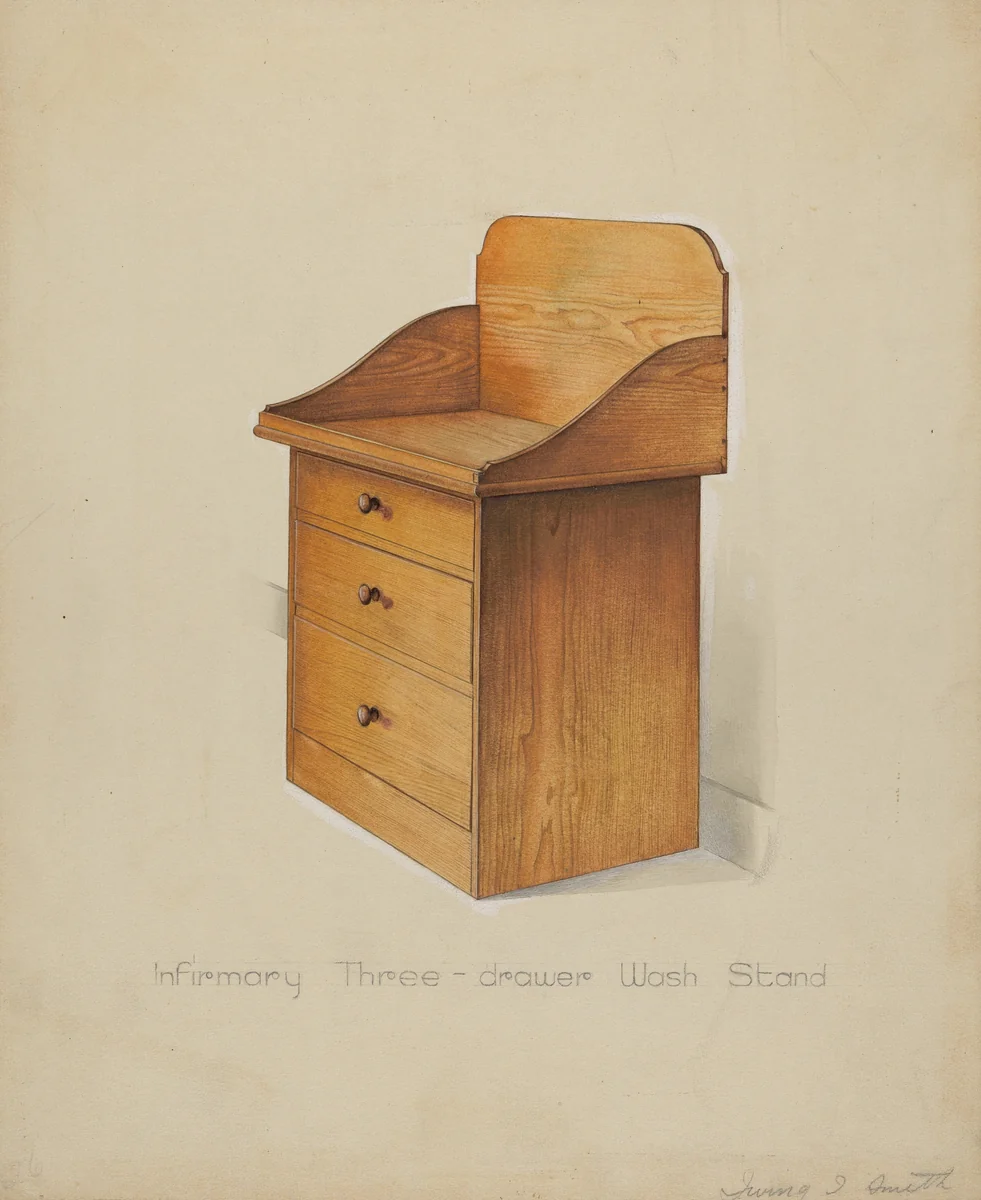 Shaker Wash Stand with Drawers by Irving I. Smith, index of american design, 1935-1942