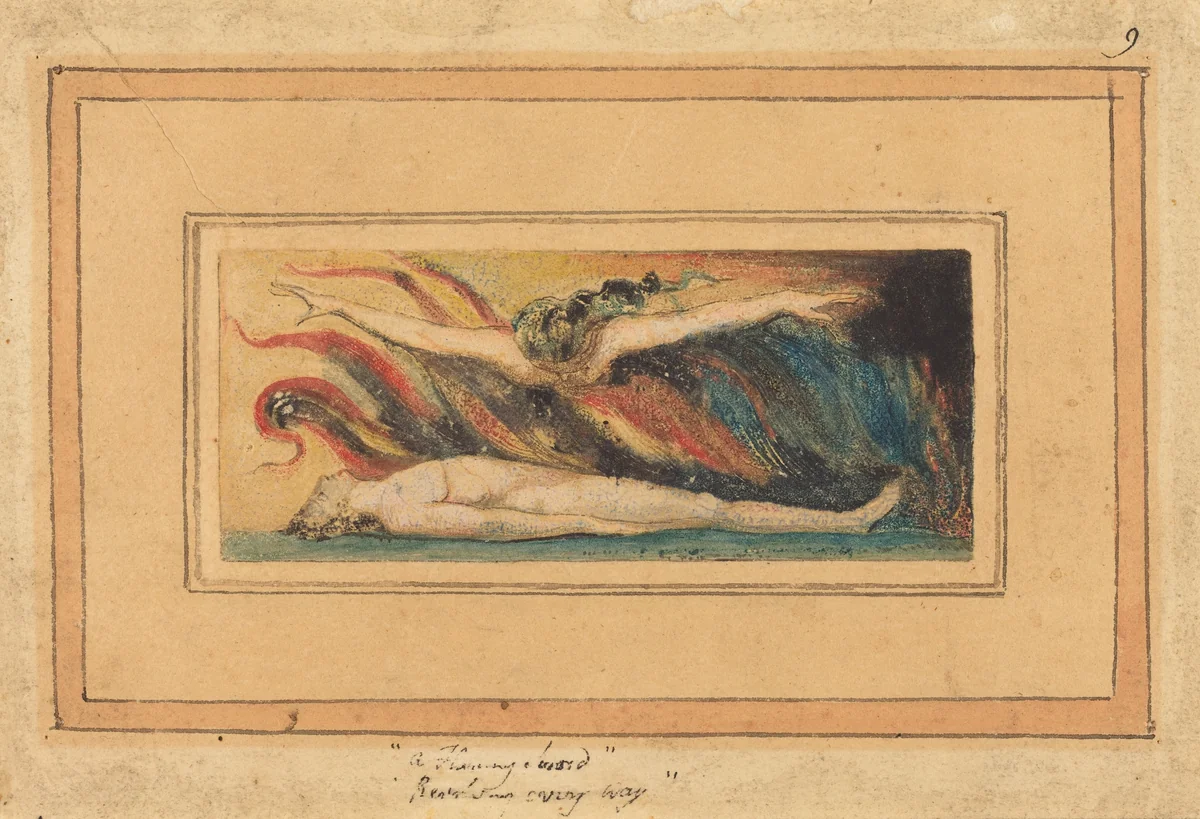 The Soul Hovering Over the Body [from Marriage of Heaven and Hell," plate 14] by William Blake, print, 1796