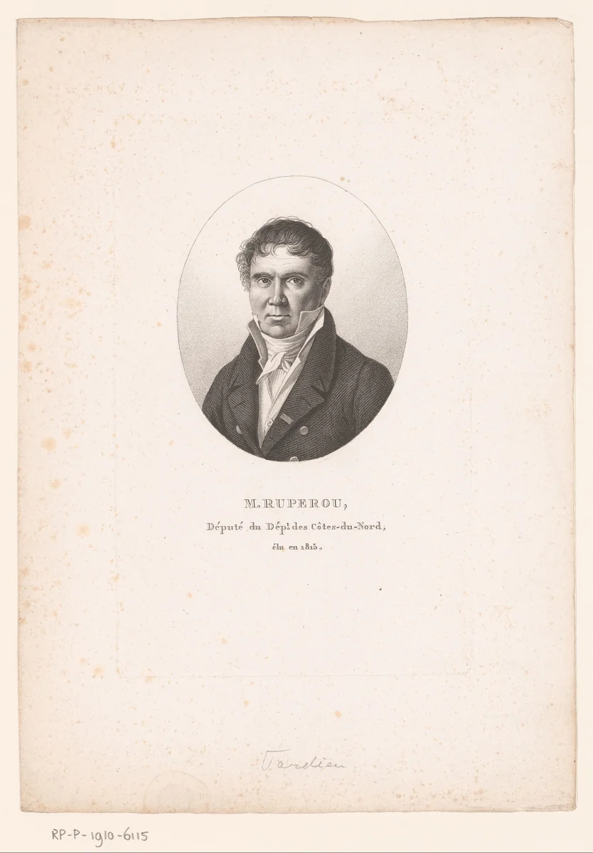 Portret van Olivier Rupérou by Ambroise Tardieu, print, 1820-1821