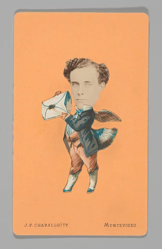 [Photo Collage: Man Holding Parcel] by Juan Pedro Chabalgoity, photograph, 1870-1880