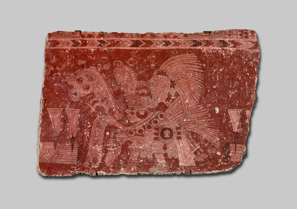 Mural Fragment Depicting a Maguey Bloodletting Ritual by Teotihuacan Teotihuacan, painting, 500-600