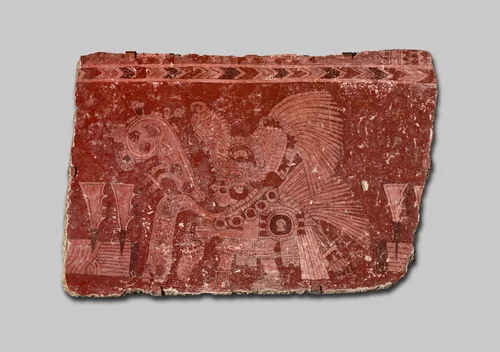 Mural Fragment Depicting a Maguey Bloodletting Ritual by Teotihuacan Teotihuacan, painting, 500-600