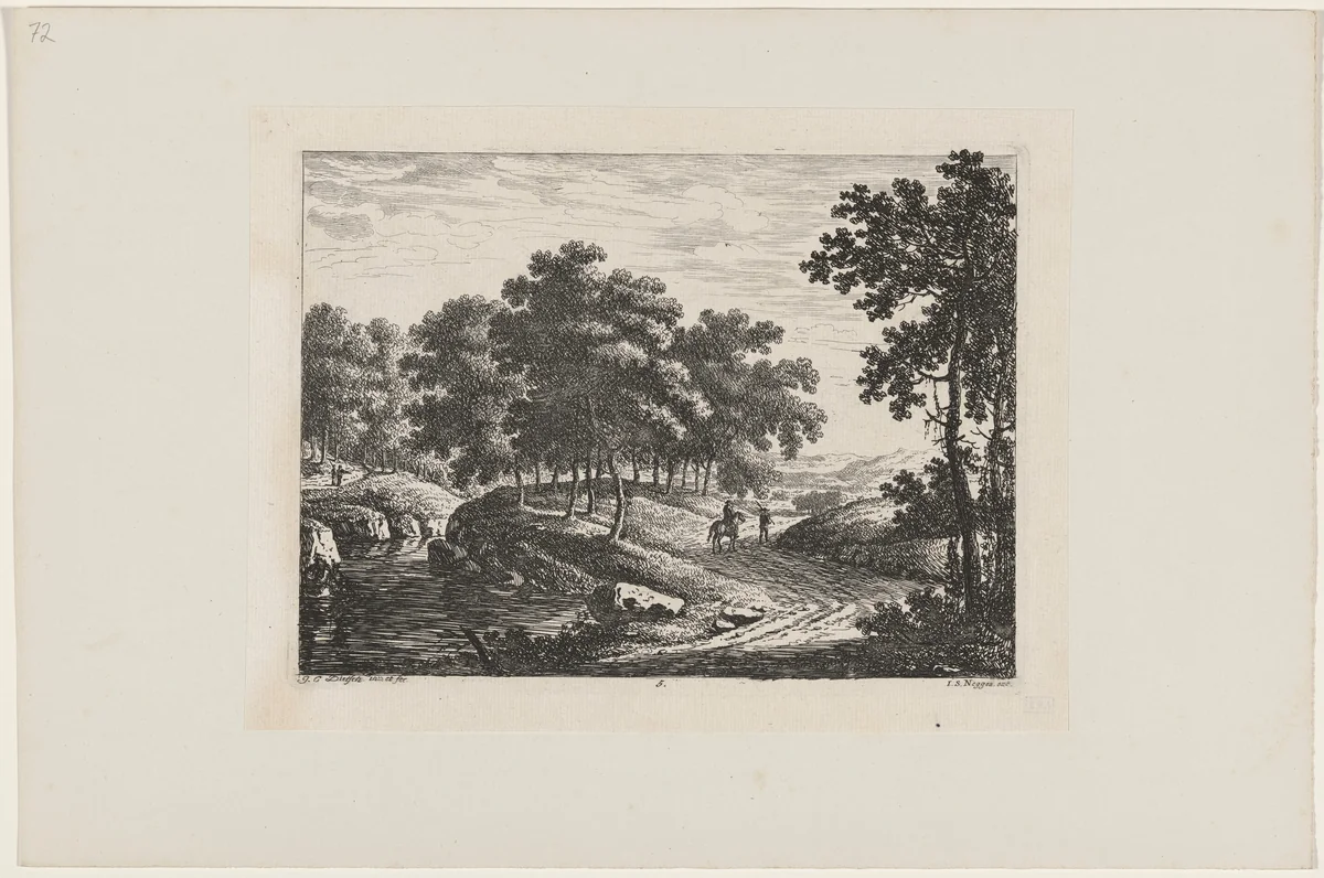 Rider on a Path by Johann Christoph Dietzsch, print, 1734