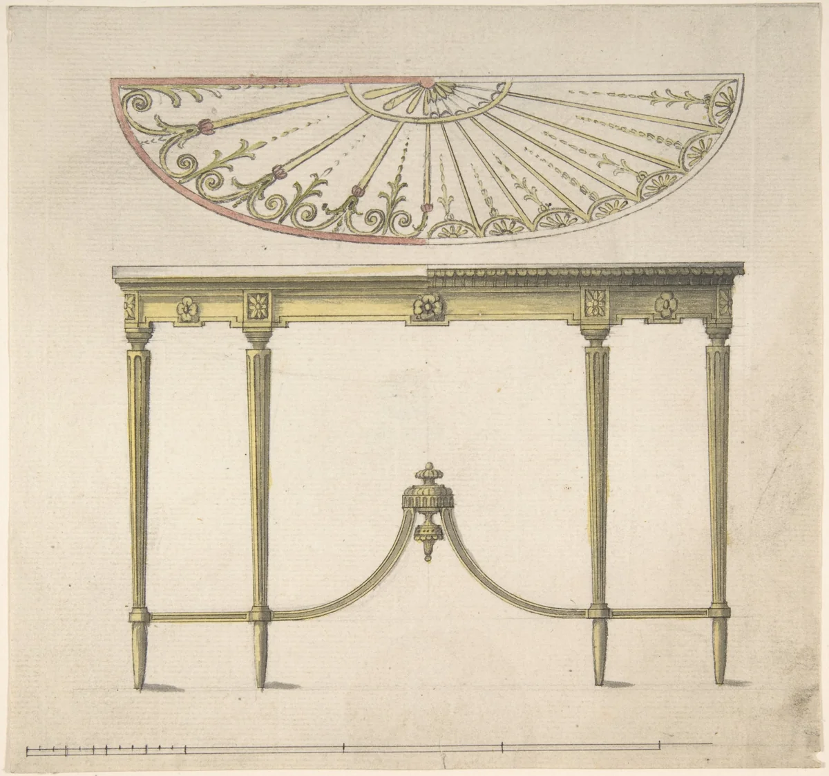 Design for a Console Table by Robert Adam, drawing, 1750-1800