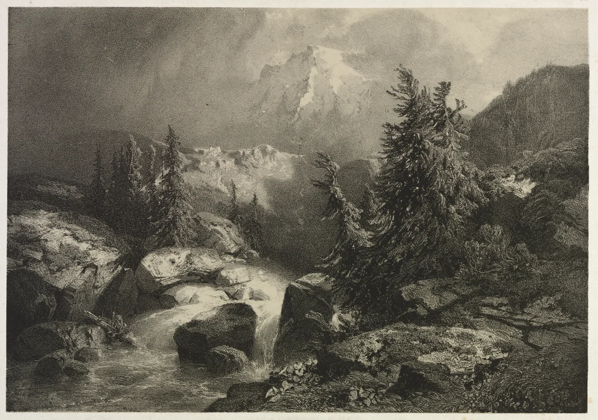 Storm in the Alps by Alexandre Calame, print, 1834-1864