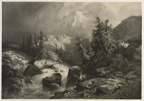 Storm in the Alps by Alexandre Calame, print, 1834-1864
