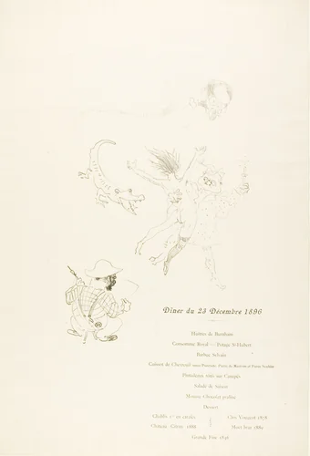 Le crocodile, Menu by Henri de Toulouse-Lautrec, print, 1896