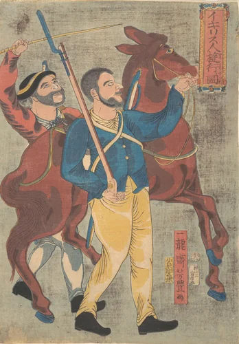 Englishman Walking for Pleasure by Ichiryūsai Yoshitoyo, print, 1860