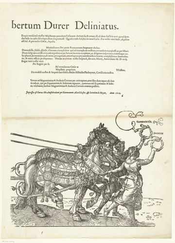 Triomfwagen van keizer Maximiliaan I by Hans Guldenmund, print, 1527-1529