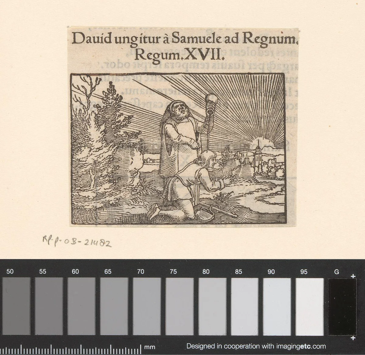 Zalving van David door Samuel by anonymous, print, 1530-1533