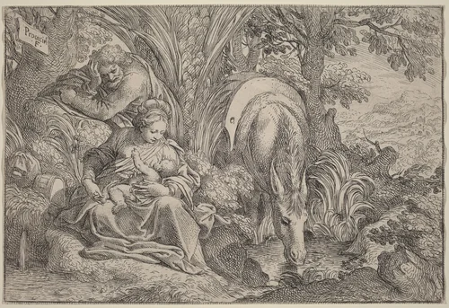 The Rest on the Flight into Egypt by Camillo Procaccini, print, 1555-1629