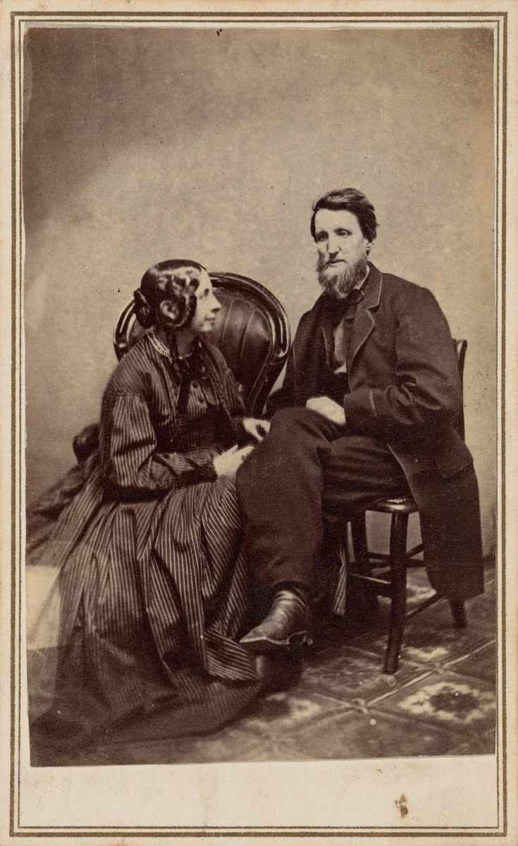 Portrait of a Man and Woman by Mrs. R. Geer, photograph, 1858-1868