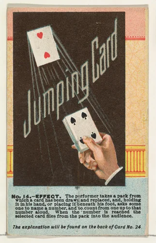 Number 14, Jumping Card, from the Tricks with Cards series (N138) issued by W. Duke, Sons & Co. to promote Honest Long Cut Tobacco by W. Duke, Sons & Co., print, 1887