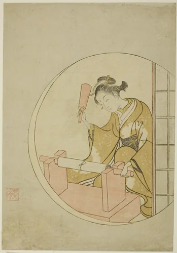 Fulling Cloth by Suzuki Harunobu (鈴木春信), print, 1760-1770