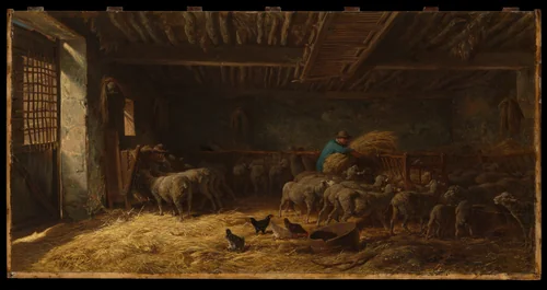 The Sheepfold by Charles Jacque, painting, 1857