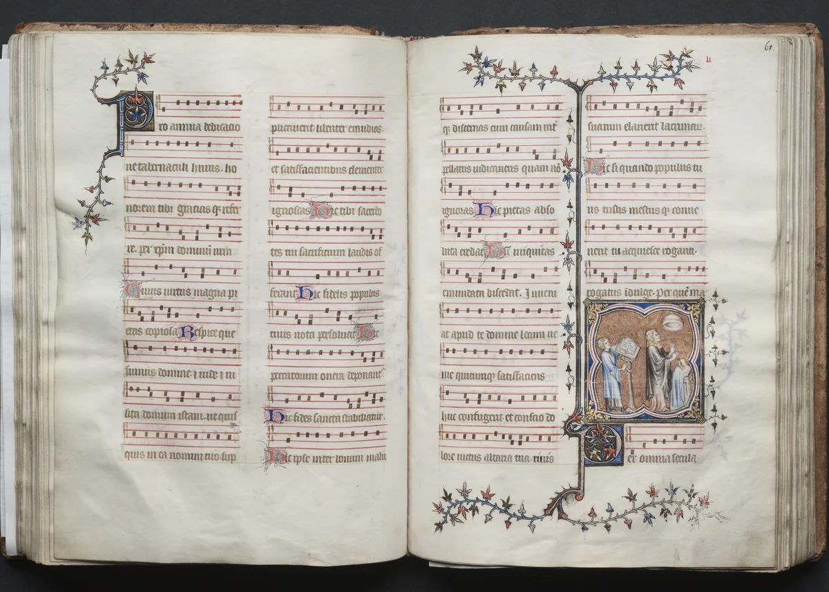 The Gotha Missal: Fol. 60v, Text by Master of the Boqueteaux, book, 1370-1380