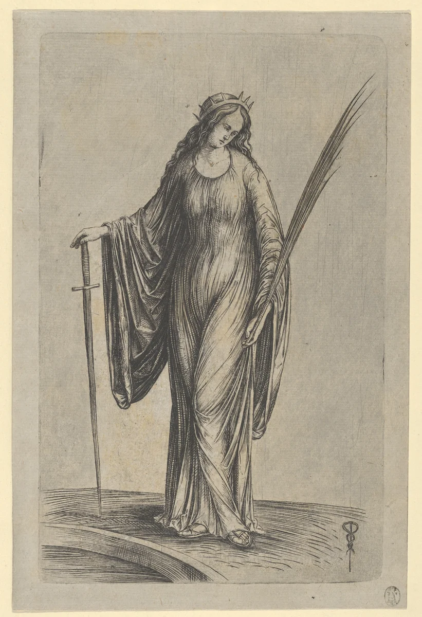 Saint Catherine by Jacopo de' Barbari, print, 1496-1506