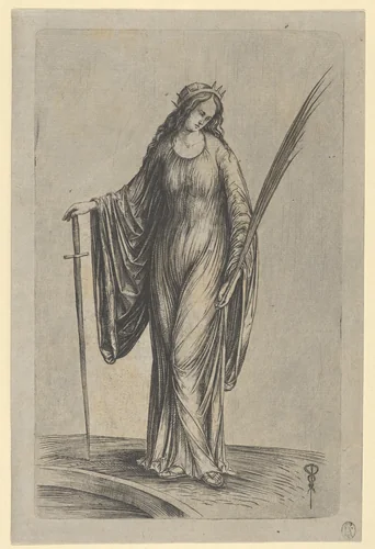 Saint Catherine by Jacopo de' Barbari, print, 1496-1506