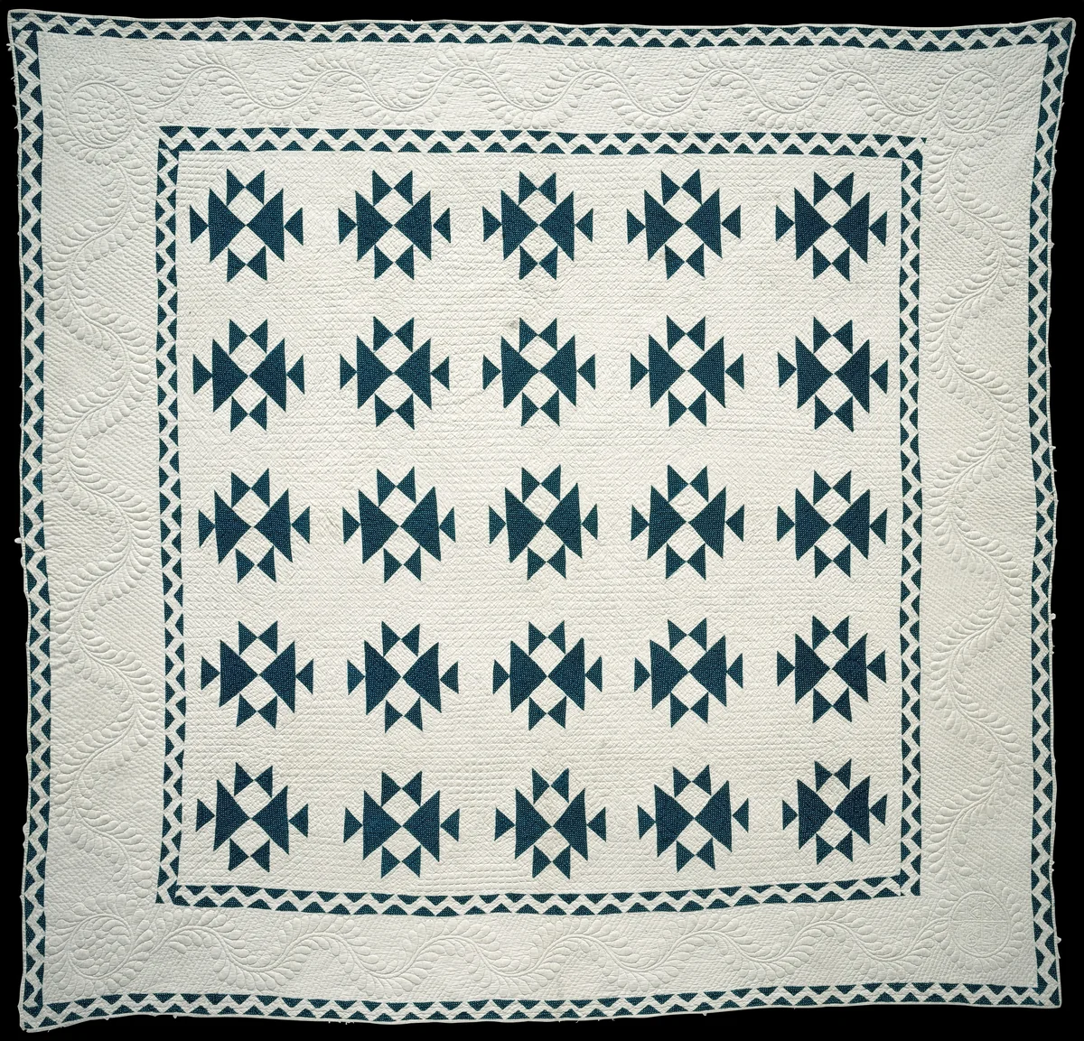 Quilt, Double X pattern by R. M., artwork, 1849