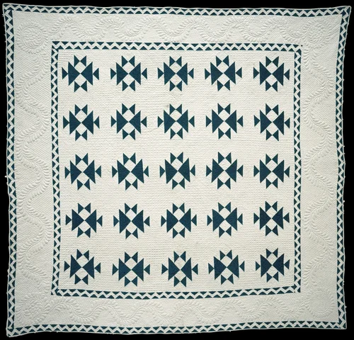 Quilt, Double X pattern by R. M., artwork, 1849