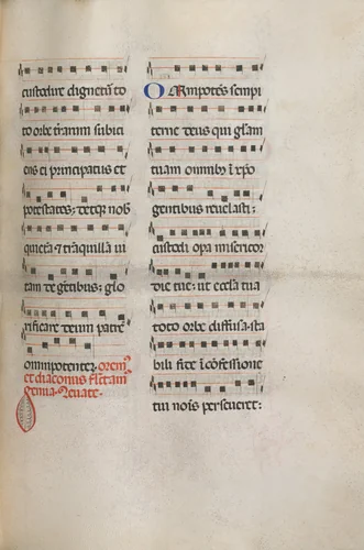Missale: Fol. 146: Music for various prayers "Oremus dilectissimi..." and "Omnipotens sempiterne Deus" by Bartolommeo Caporali, book, 1469