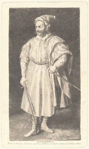 The Jester Barbarroja by Francisco Goya; Diego Velázquez, print, 1773-1783