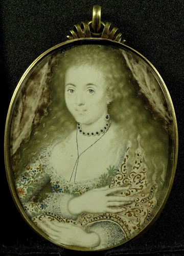 Arabella Stuart (gest 1615). Dochter van Charles Lennox by Isaac Oliver, painting, 1590-1615