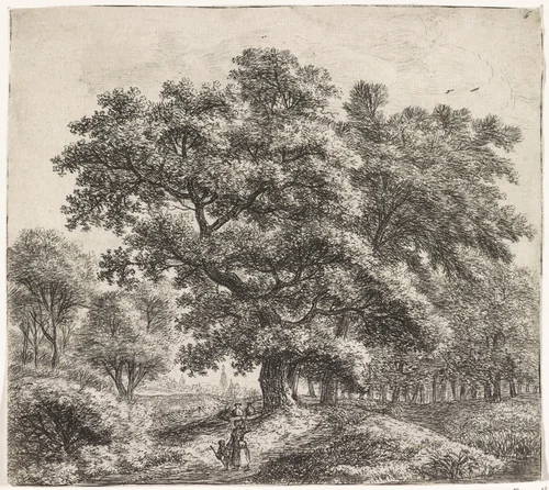 Landschap met een melkmeisje by Anthonie Waterloo, print, 1630-1663