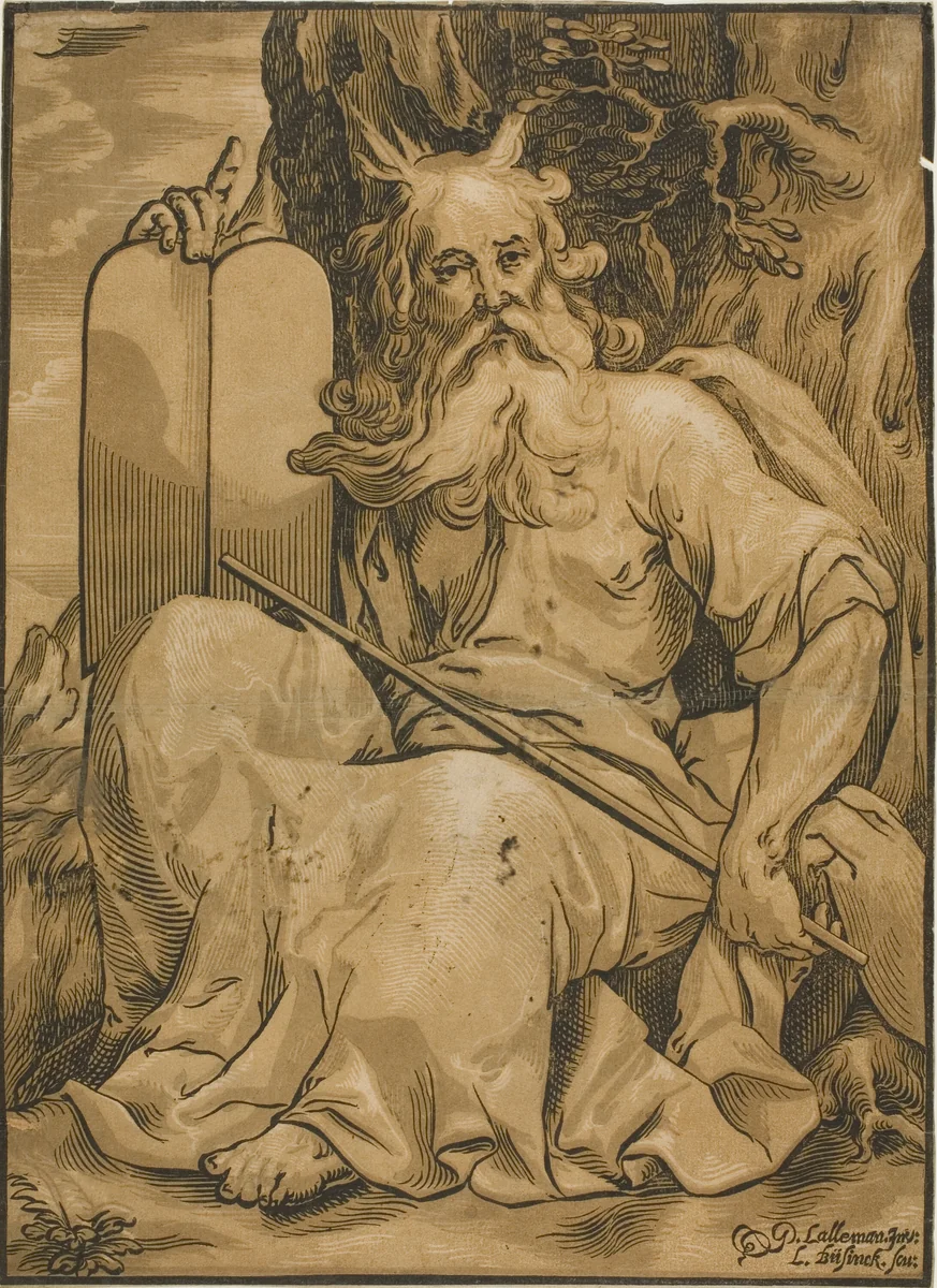 Moses with the Tables of the Law by Ludolph Büsinck, print, 1605-1648