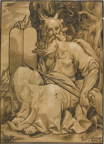 Moses with the Tables of the Law by Ludolph Büsinck, print, 1605-1648