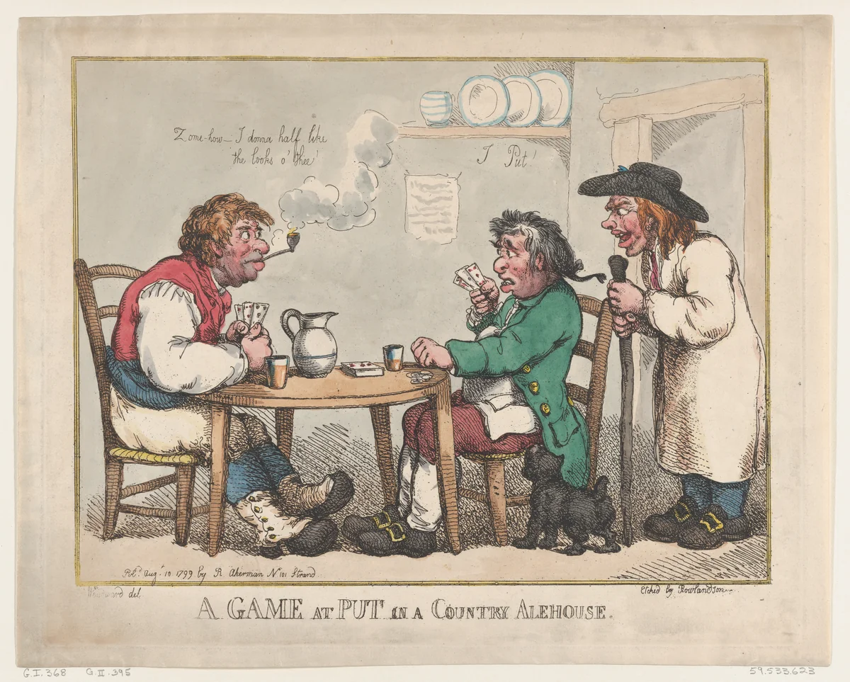 A Game at Put in a Country Alehouse by Thomas Rowlandson, print, 1799
