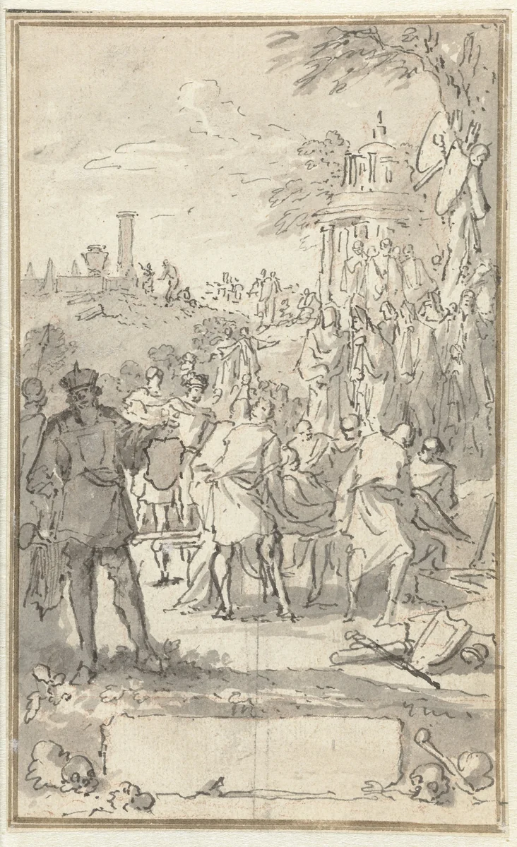 Graflegging by Jan Goeree, drawing, 1680-1731