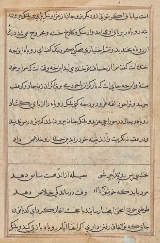 Page from Tales of a Parrot (Tuti-nama): text page by Unknown, painting, 1555-1565