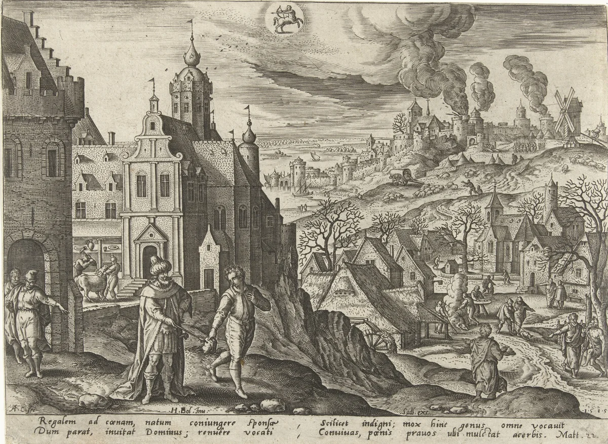 November: parabel van het bruiloftsfeest by Unknown, print, 1585