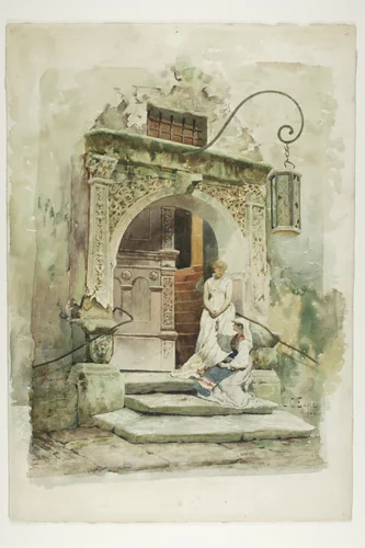 Two Women in a Doorway by Lawrence Carmichael Earle, painting, 1882