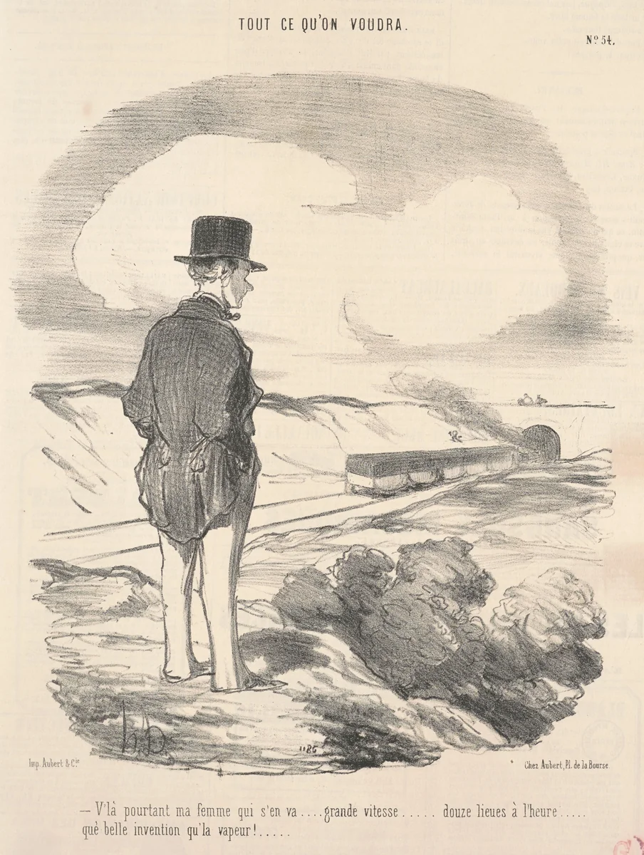 V'la pourtant ma femme qui s'en va ... by Honoré Daumier, print, 1850