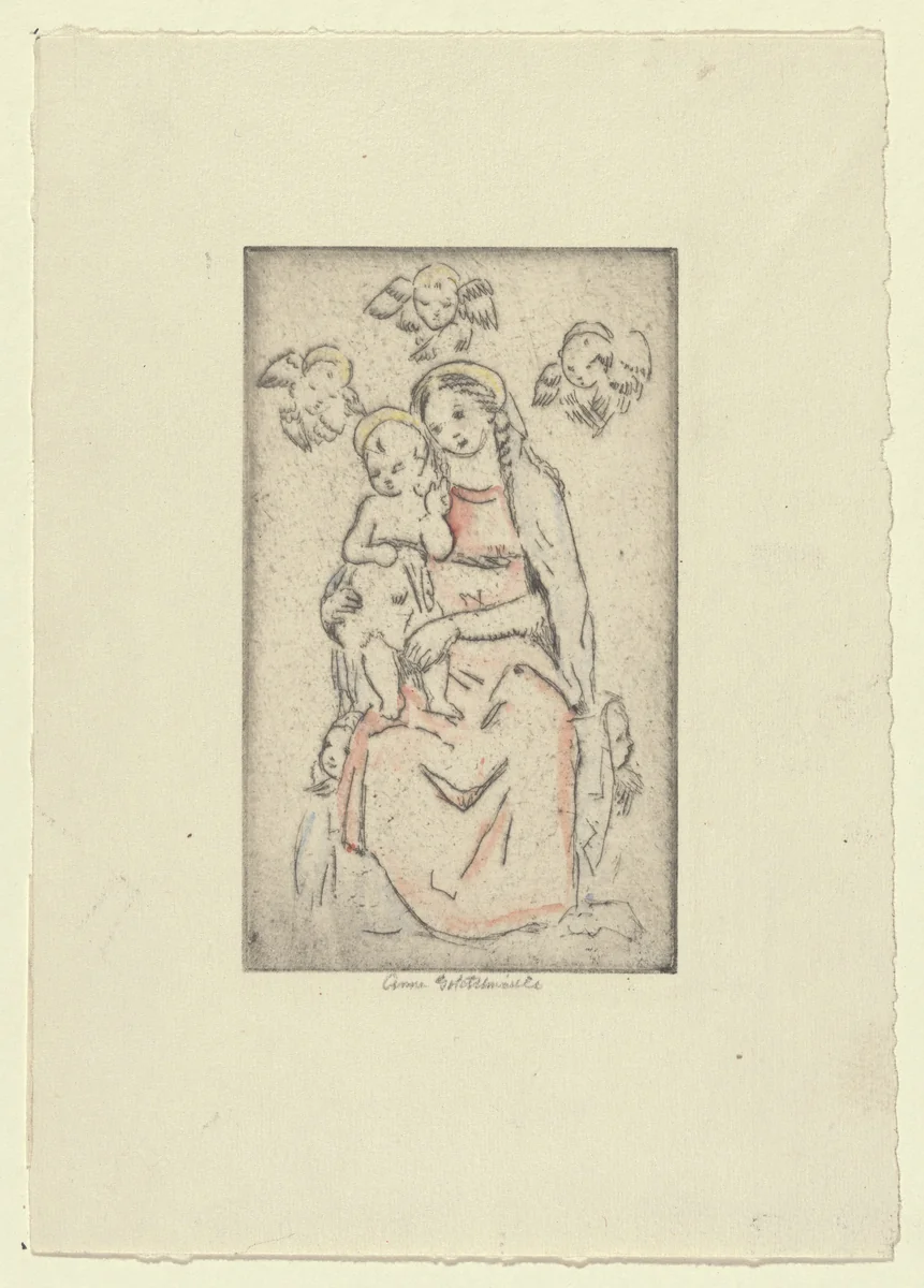Christmas Card of Cherubim by Anne Goldthwaite, print, 1925