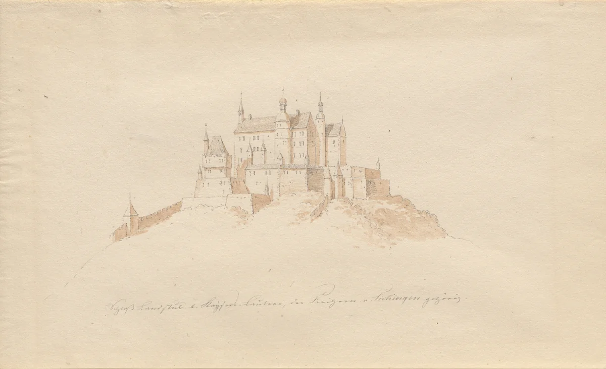 Schloss Landstuhl b. Kaisers, Lautern, den Prinzen v. Sickingen gehürig by Karl Julius von Leypold, drawing, 1806-1874