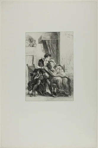 Hamlet and the Queen by Eugène Delacroix, print, 1834