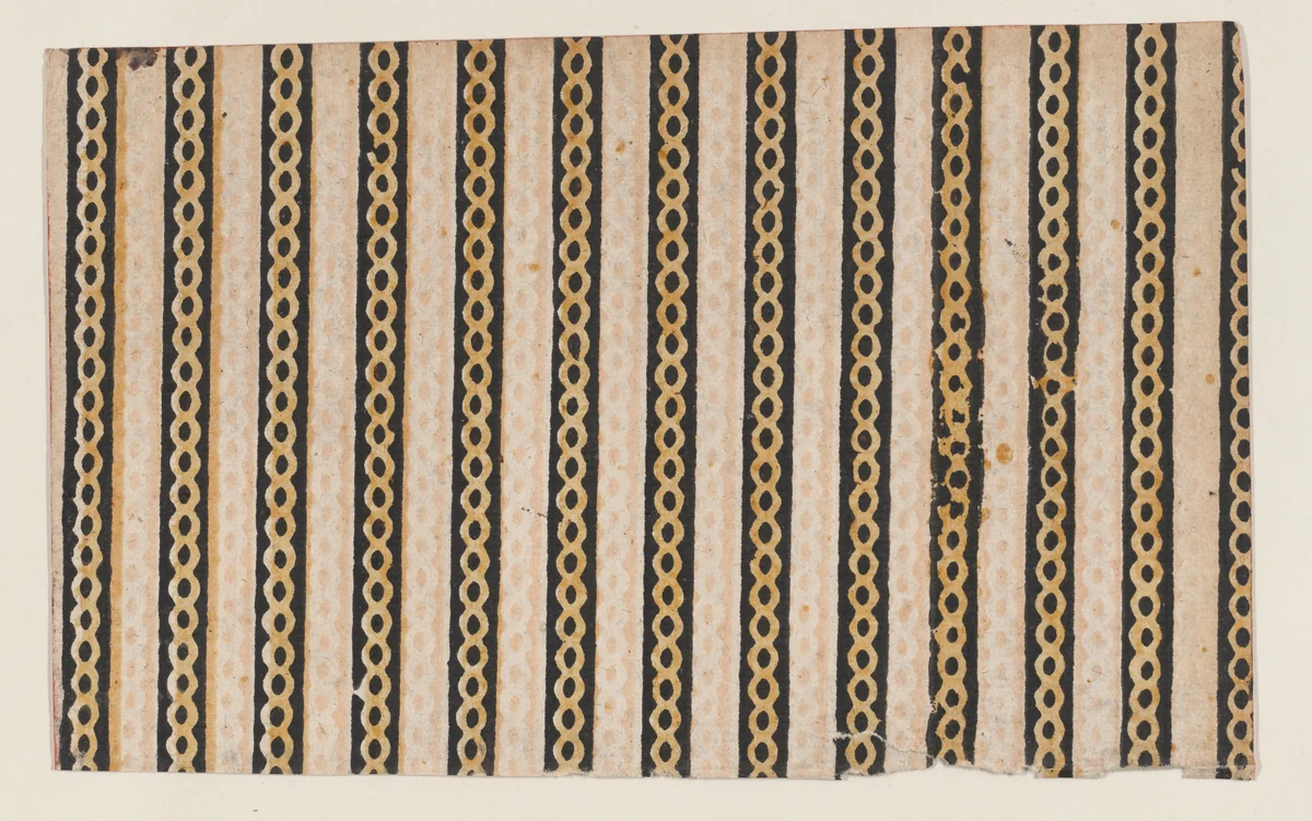 Sheet with stripes with guilloche pattern by anonymous, print, 1800-1900