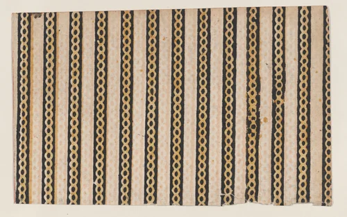 Sheet with stripes with guilloche pattern by anonymous, print, 1800-1900