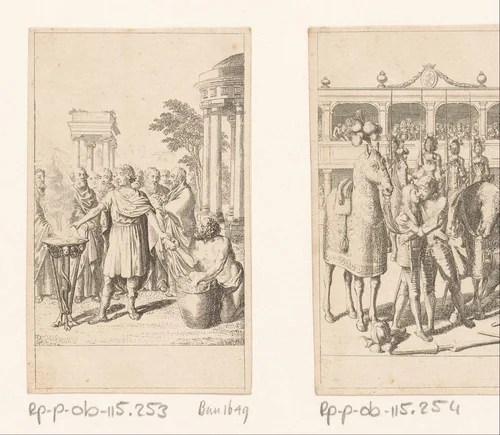 Marcus Aurelius verbrandt de promessen by Daniel Nikolaus Chodowiecki, print, 1793