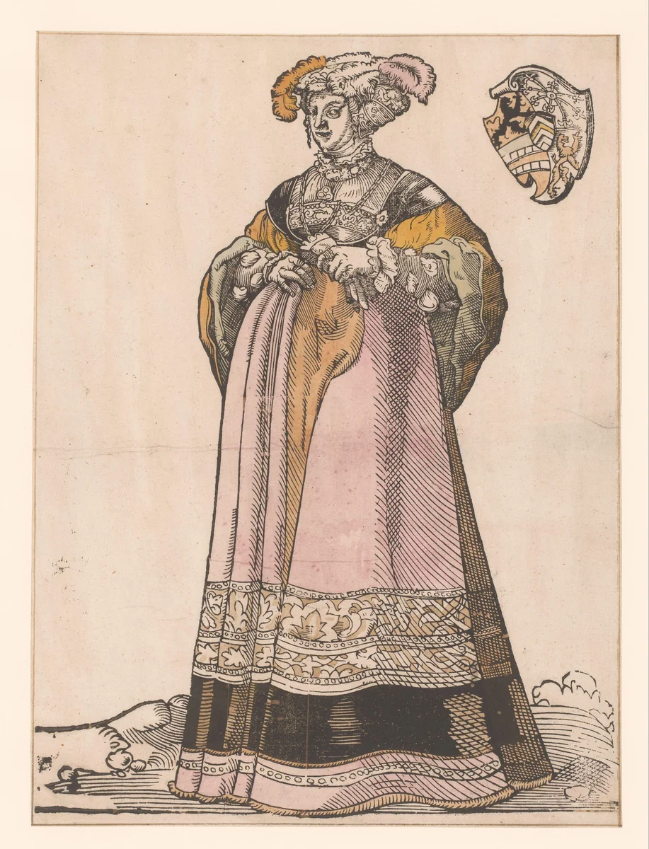Portret van Sibylla van Kleef by anonymous, print, 1500-1549