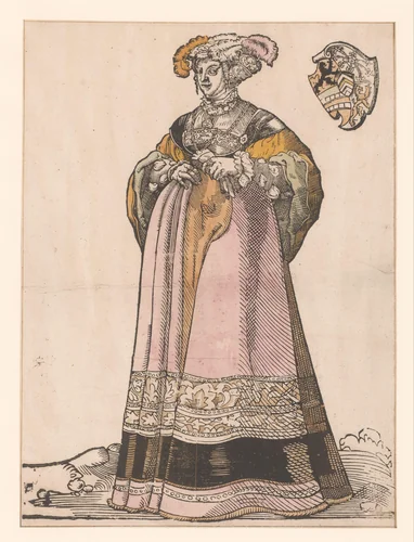 Portret van Sibylla van Kleef by anonymous, print, 1500-1549