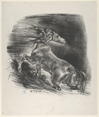 Wild Horse by Eugène Delacroix, print, 1828