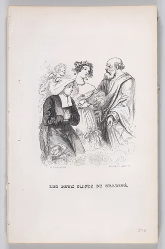The Two Sisters of Charity, from "The Complete Works of Béranger" by J. J. Grandville, print, 1836
