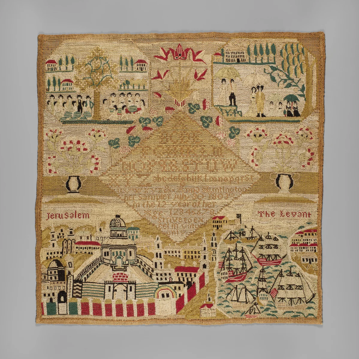 Sampler by Anna Huntington, artwork, 1798-1808