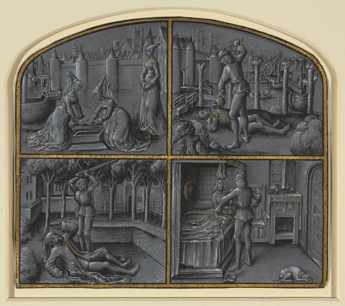 Four Scenes from the Legends of Judas and Pilate by Georges Hurtrel, drawing, 1860-1870