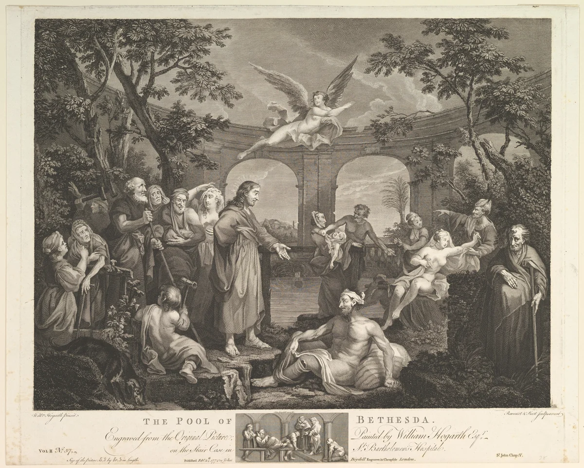 The Pool of Bethesda (St. John, Chapter 5) by William Hogarth, print, 1772