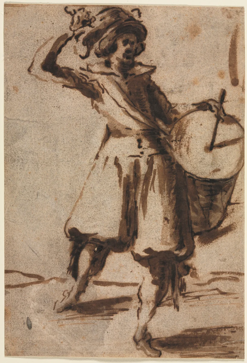 The Drummer by Jacques Callot, drawing, 1600-1699
